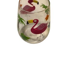 VINTAGE AMD Hand Painted Glass with Red and Green Accents … 3 glasses